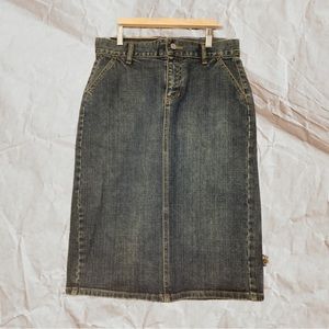 Vintage Denim Midi Skirt w/ Back Pockets and Slit by GAP